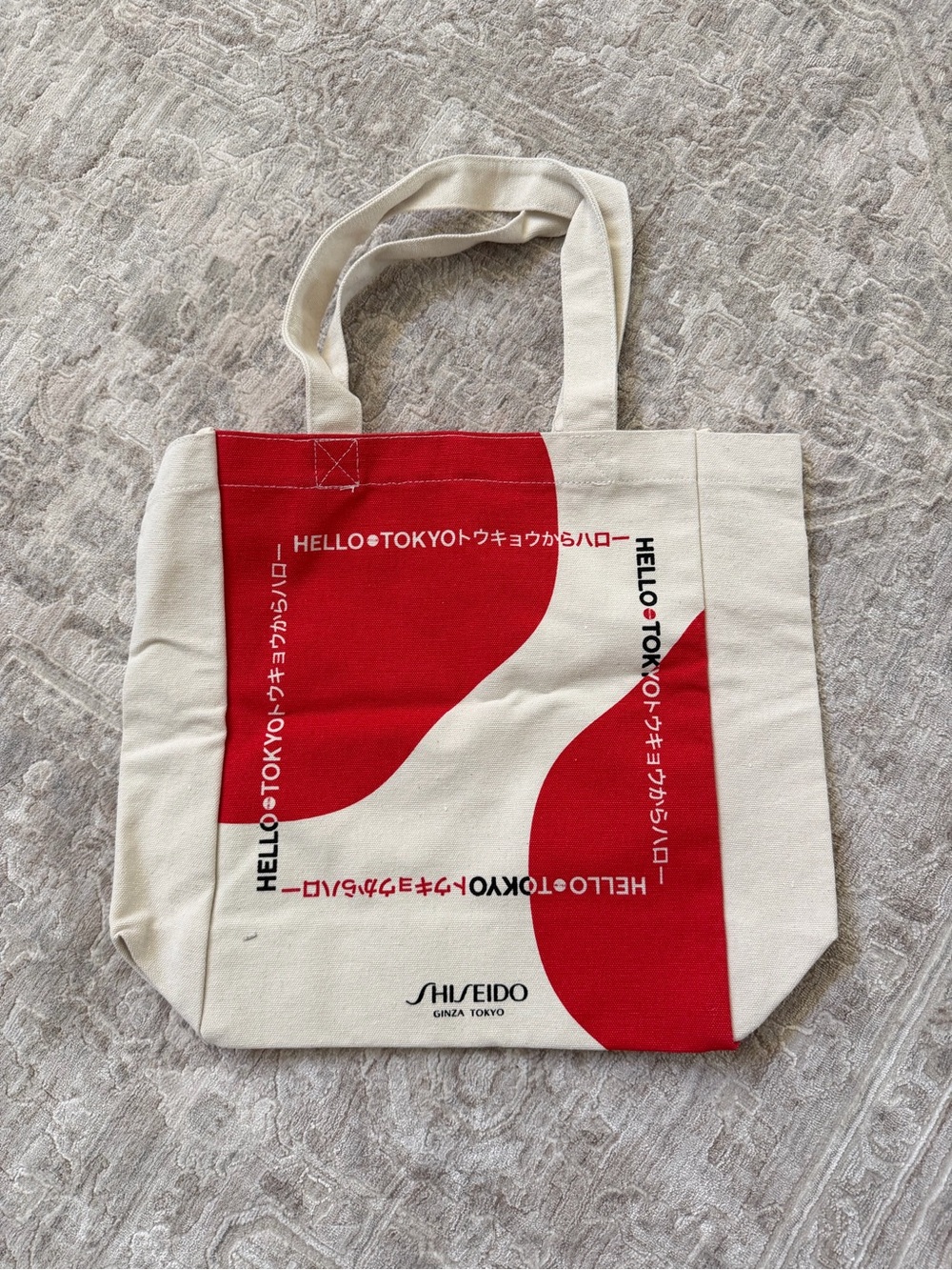2/$15 Shiseido Hello Tokyo Canvas Tote Bag – Cream & Red